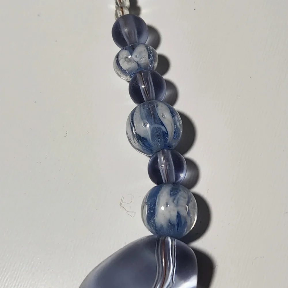 Blue Beaded Necklace w/ Lobster Claw Clasp